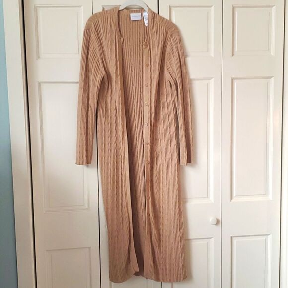 LIZ Claiborne Sweater Duster Size S, Cable Knit, %100 Cotton, NWOT! - Picture 1 of 6
